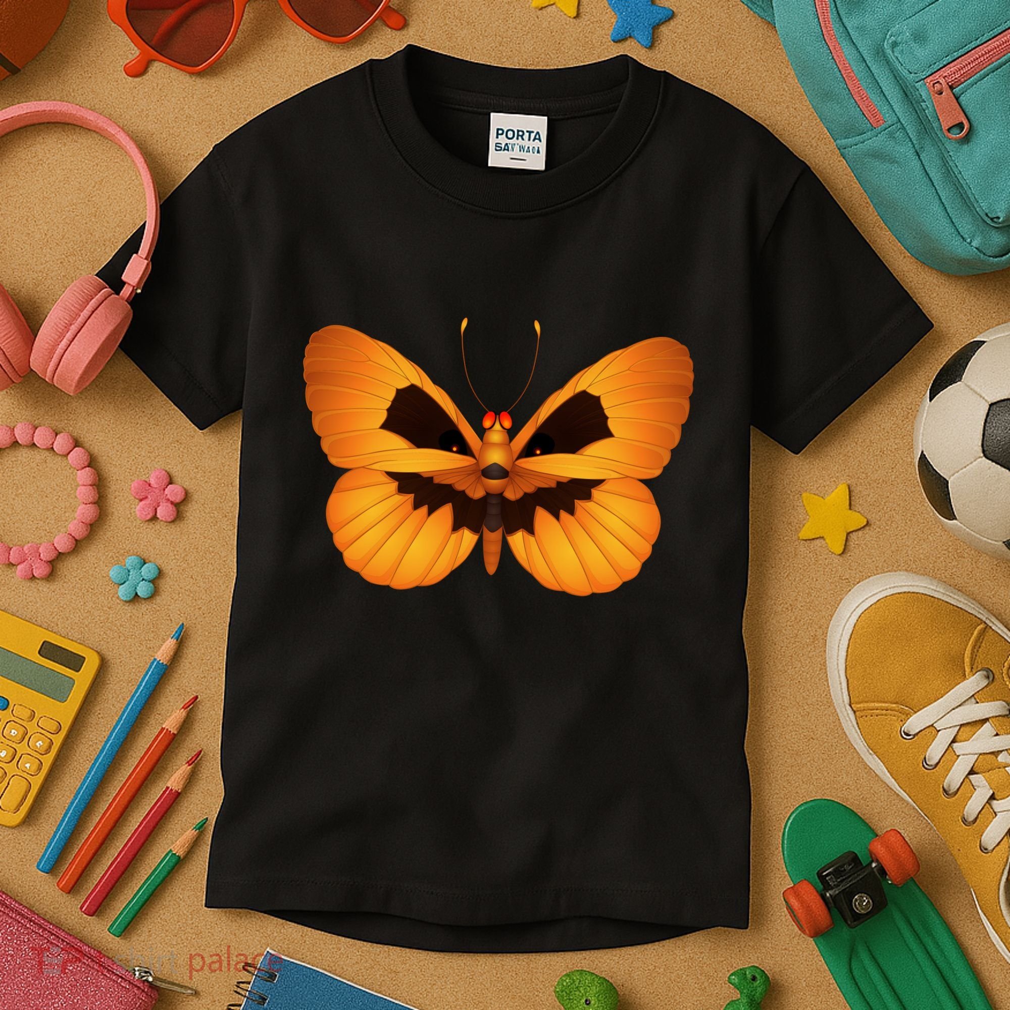 Butterfly With Face Halloween Pumpkin Kids T-Shirt