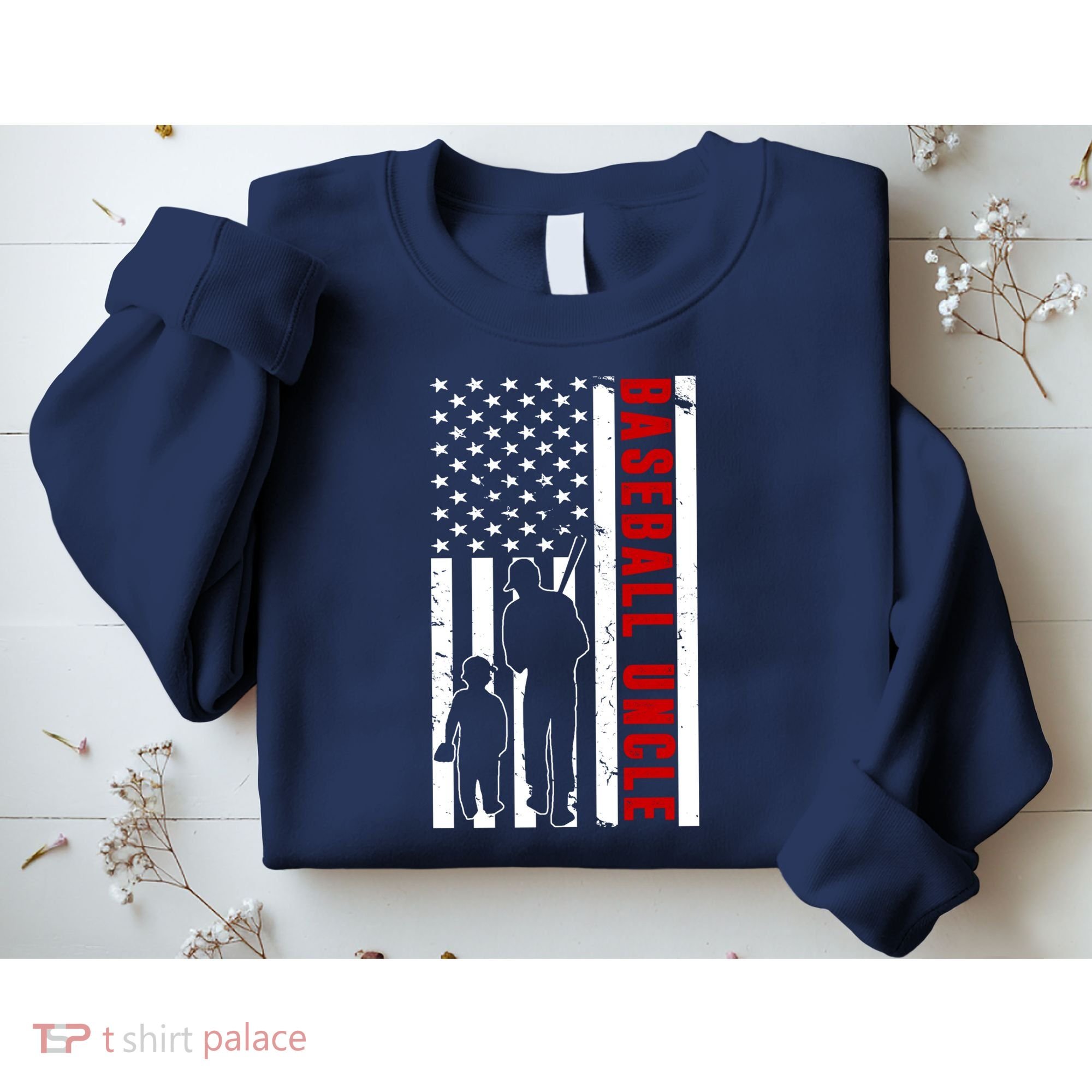Baseball Uncle USA Flag Sweatshirt