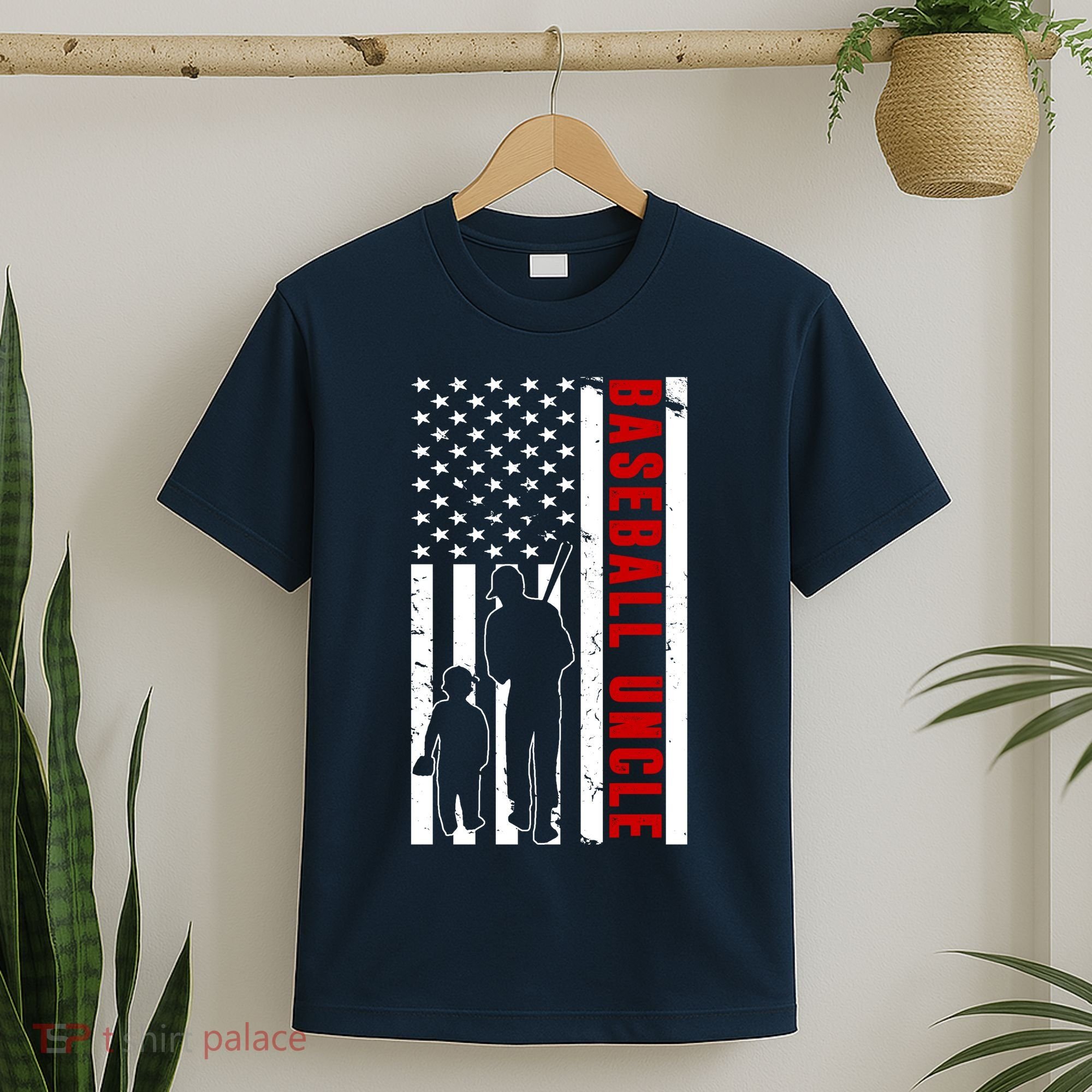 Baseball Uncle USA Flag T-Shirt