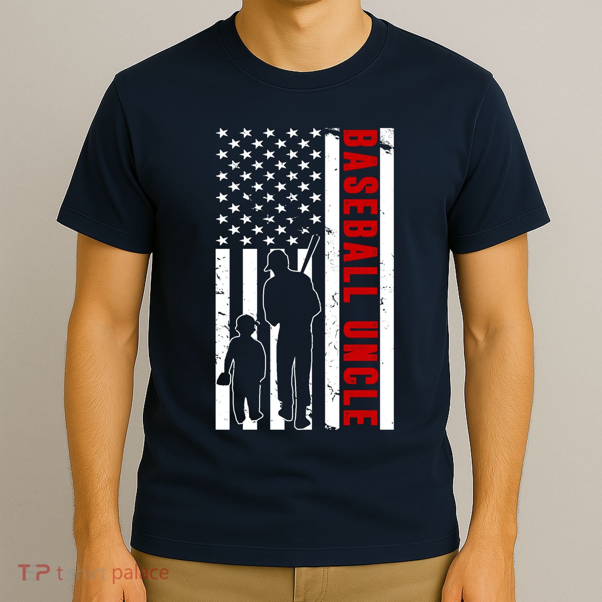 Baseball Uncle USA Flag T-Shirt