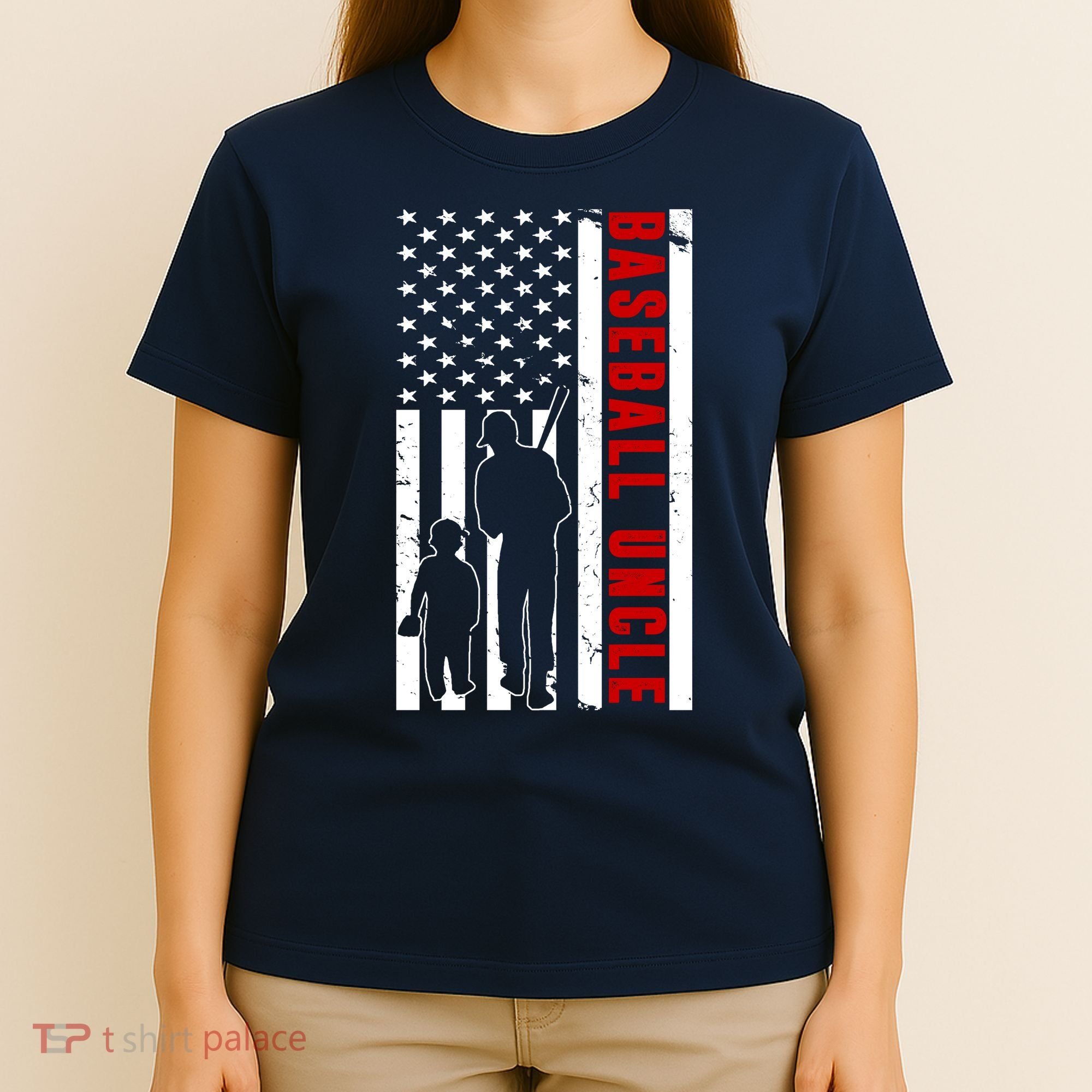 Baseball Uncle USA Flag T-Shirt