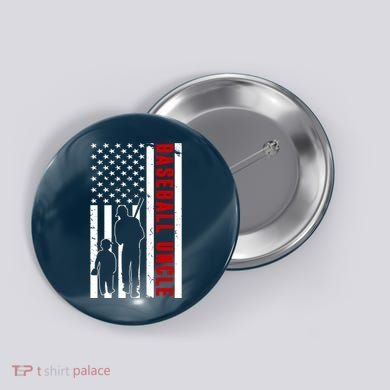 Baseball Uncle USA Flag Button