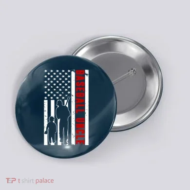 Baseball Uncle USA Flag Button