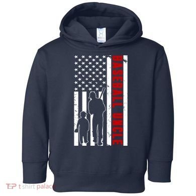 Baseball Uncle USA Flag Toddler Hoodie