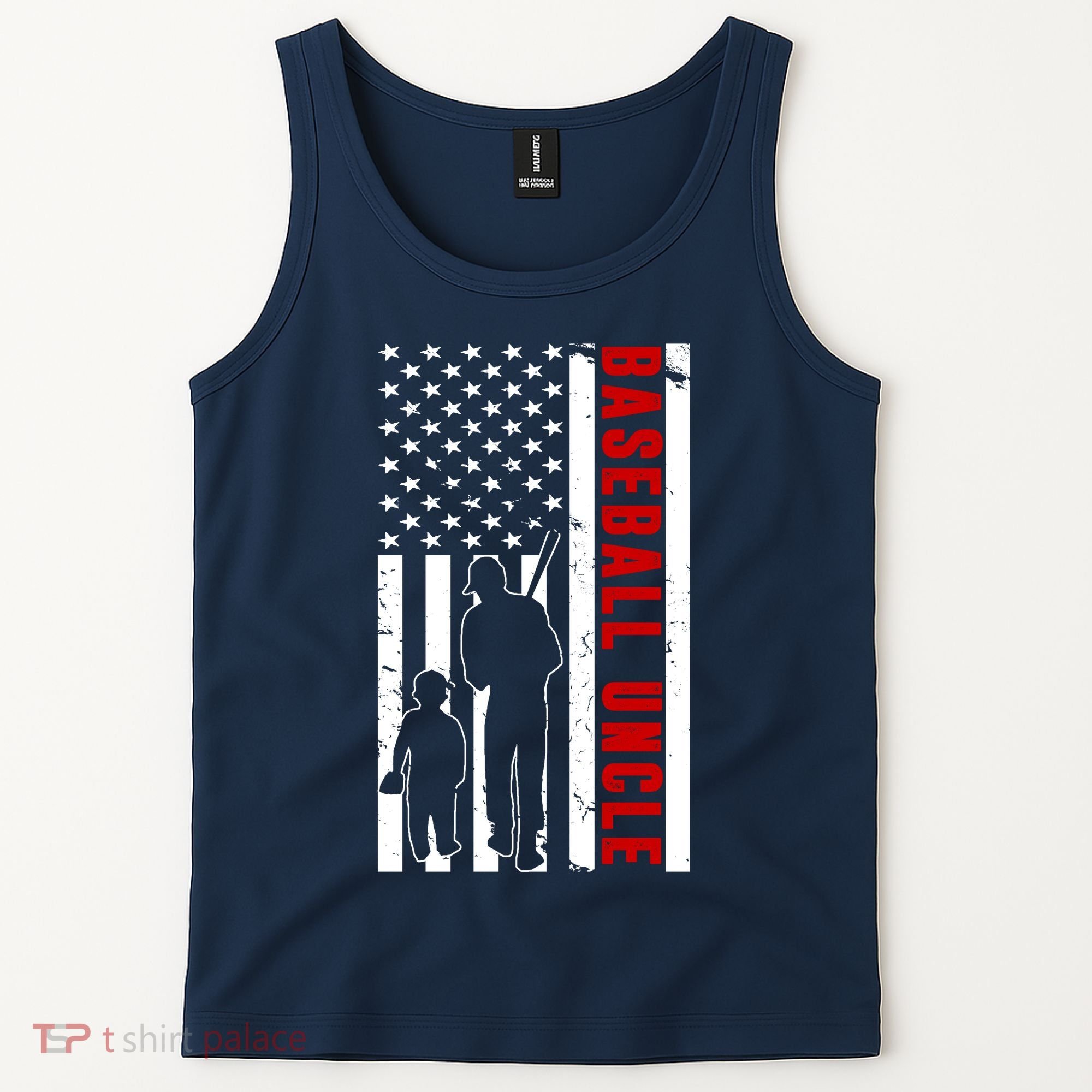 Baseball Uncle USA Flag Tank Top