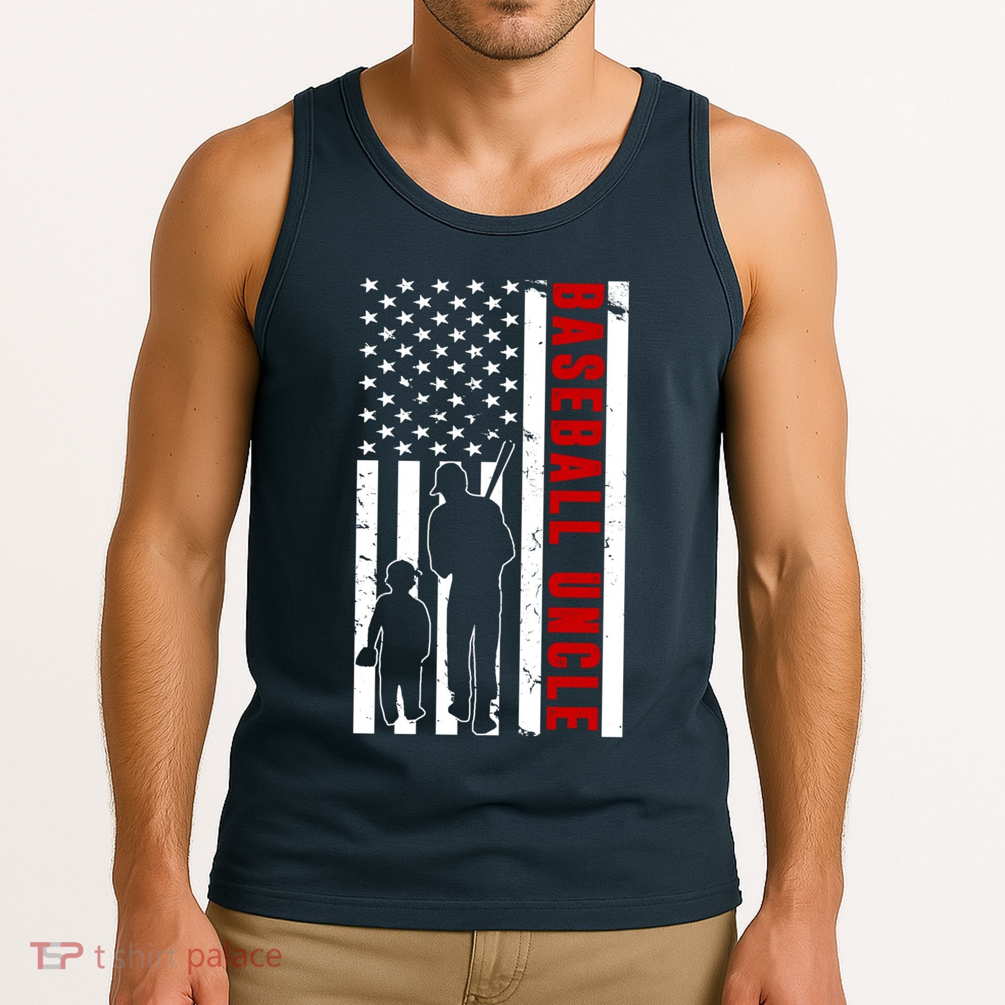 Baseball Uncle USA Flag Tank Top