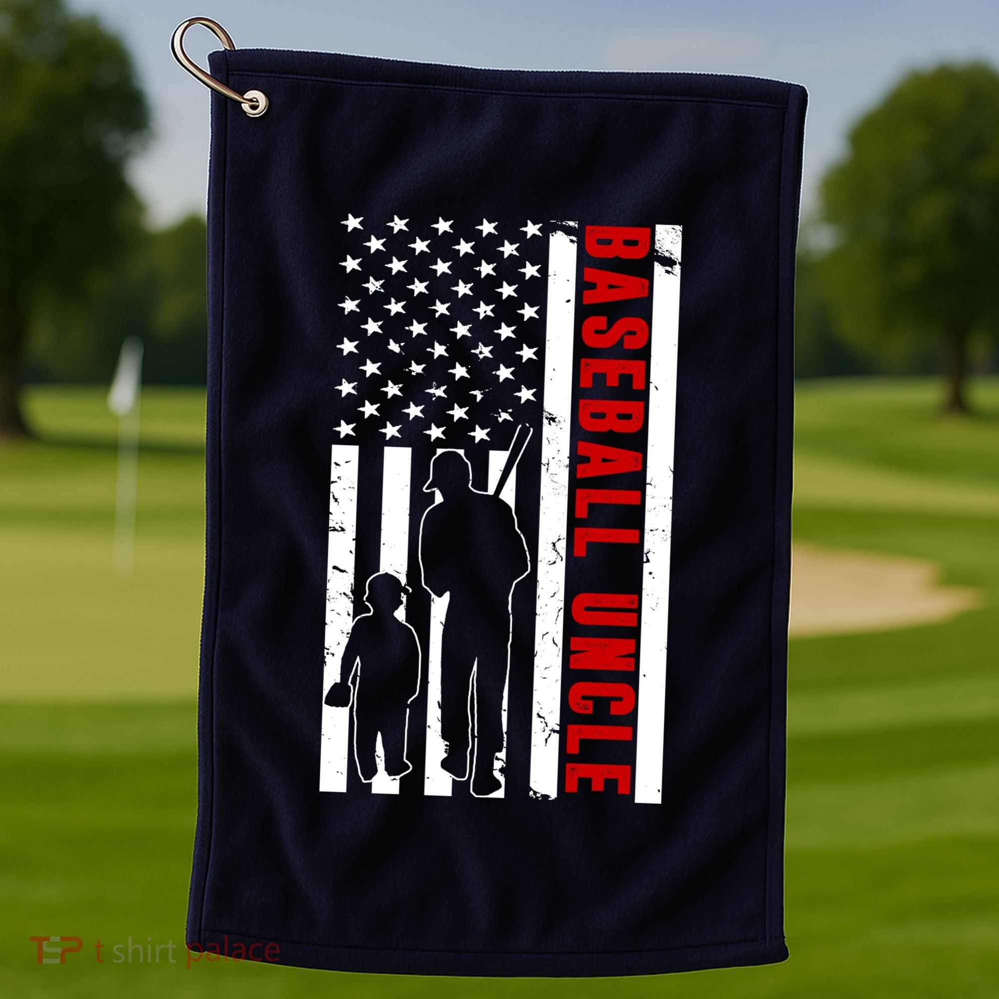 Baseball Uncle USA Flag Golf Towel