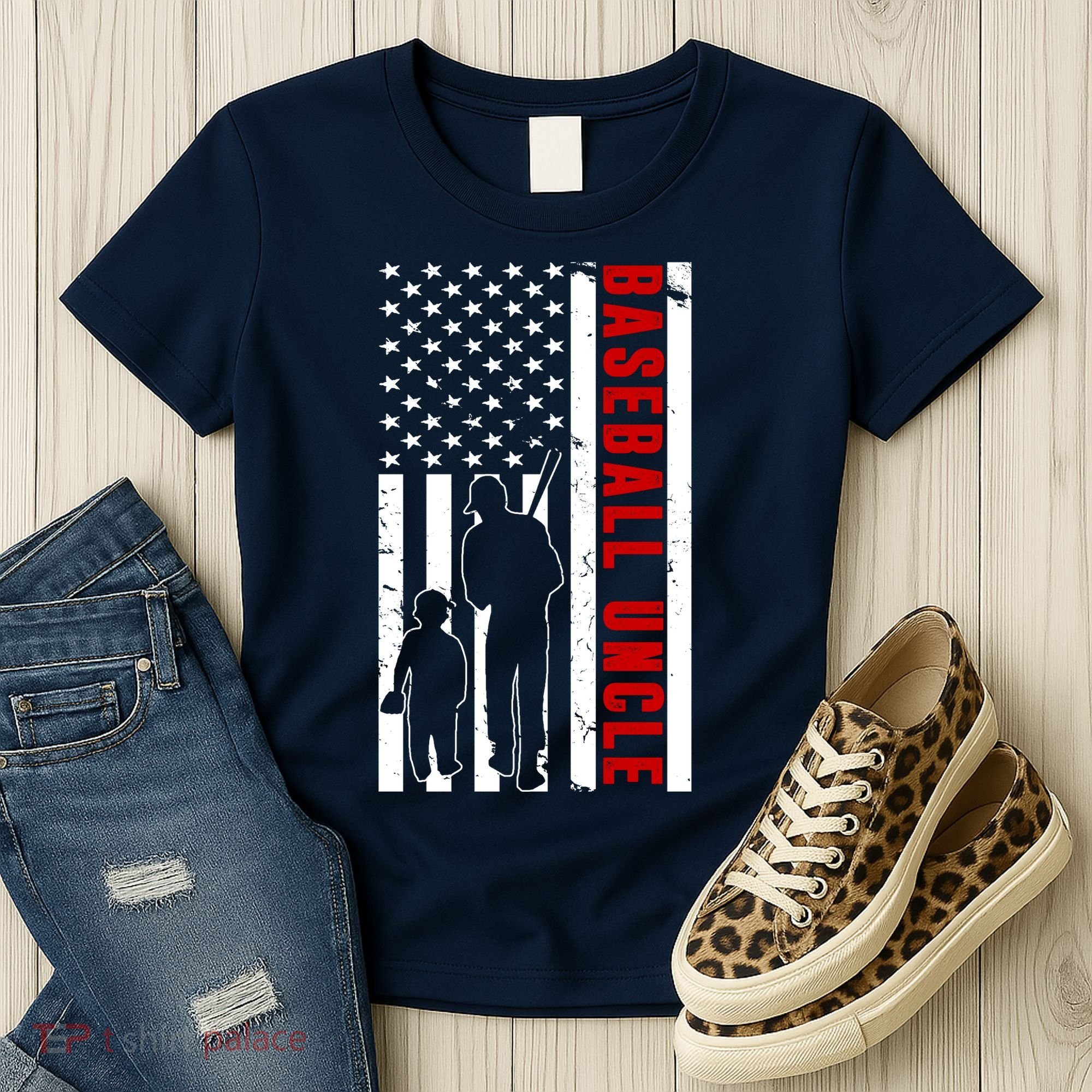 Baseball Uncle USA Flag Women's T-Shirt