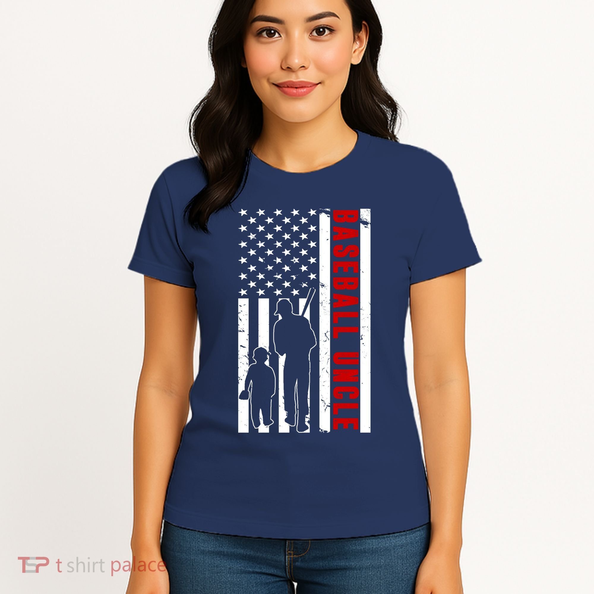 Baseball Uncle USA Flag Women's T-Shirt