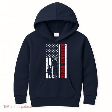 Baseball Uncle USA Flag Kids Hoodie