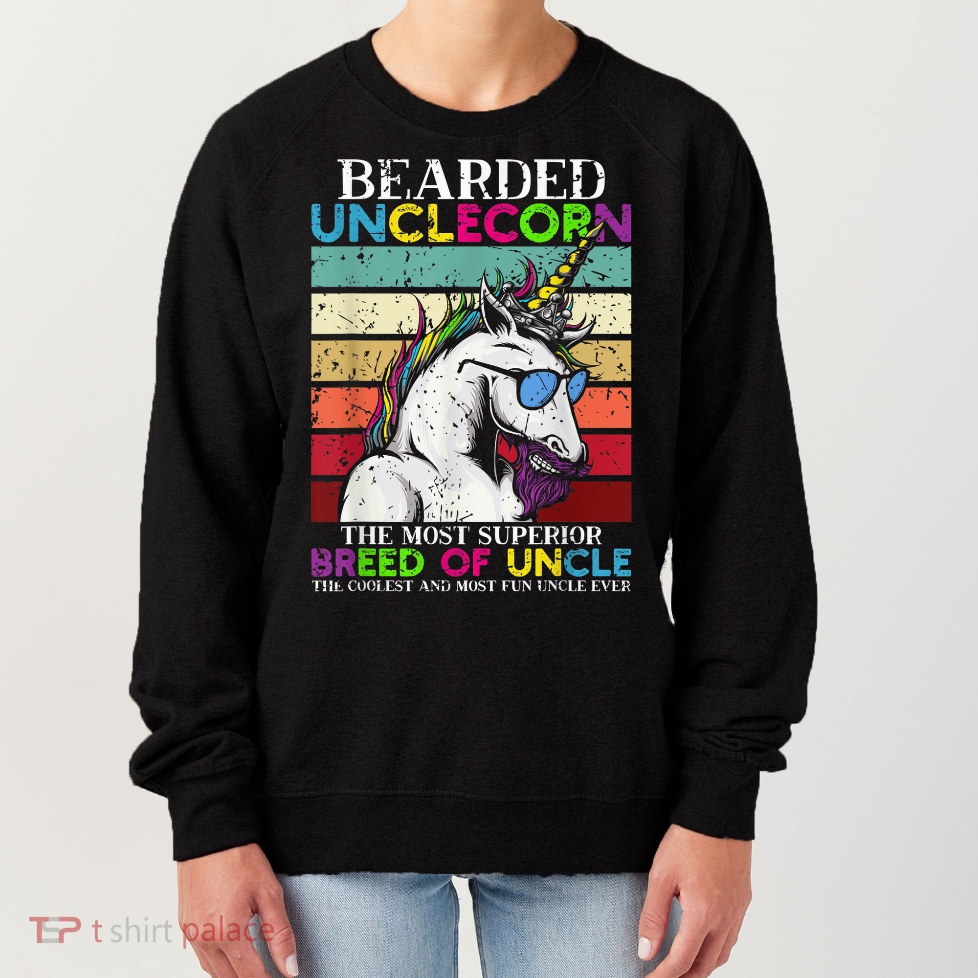 Bearded Unclecorn Uncle Unicorn  Funny Women's Sweatshirt