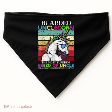 Bearded Unclecorn Uncle Unicorn  Funny USA-Made Doggie Bandana