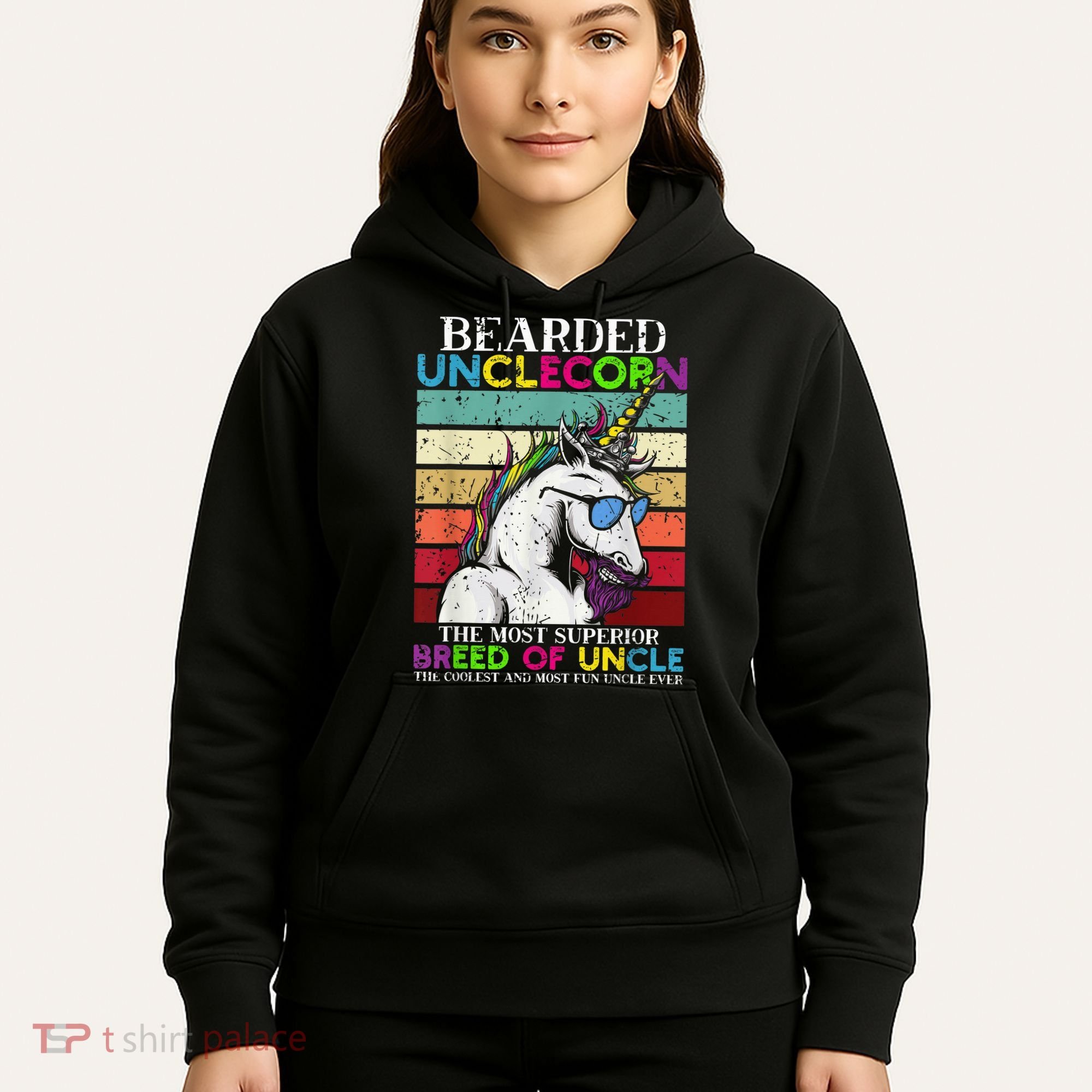 Bearded Unclecorn Uncle Unicorn  Funny Hoodie