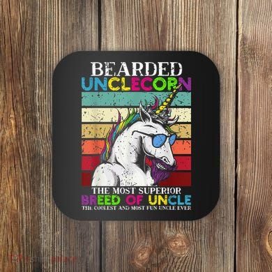 Bearded Unclecorn Uncle Unicorn  Funny Coaster