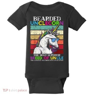 Bearded Unclecorn Uncle Unicorn  Funny Baby Bodysuit