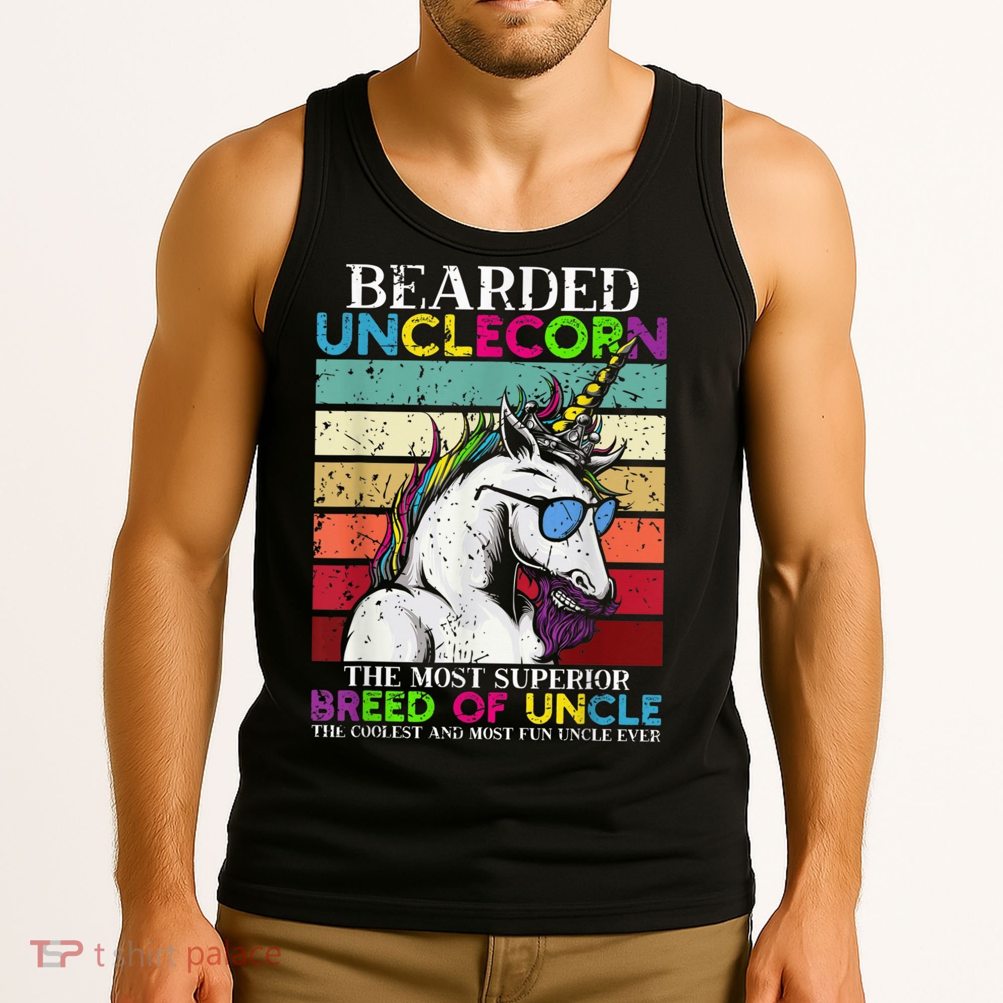 Bearded Unclecorn Uncle Unicorn  Funny Tank Top