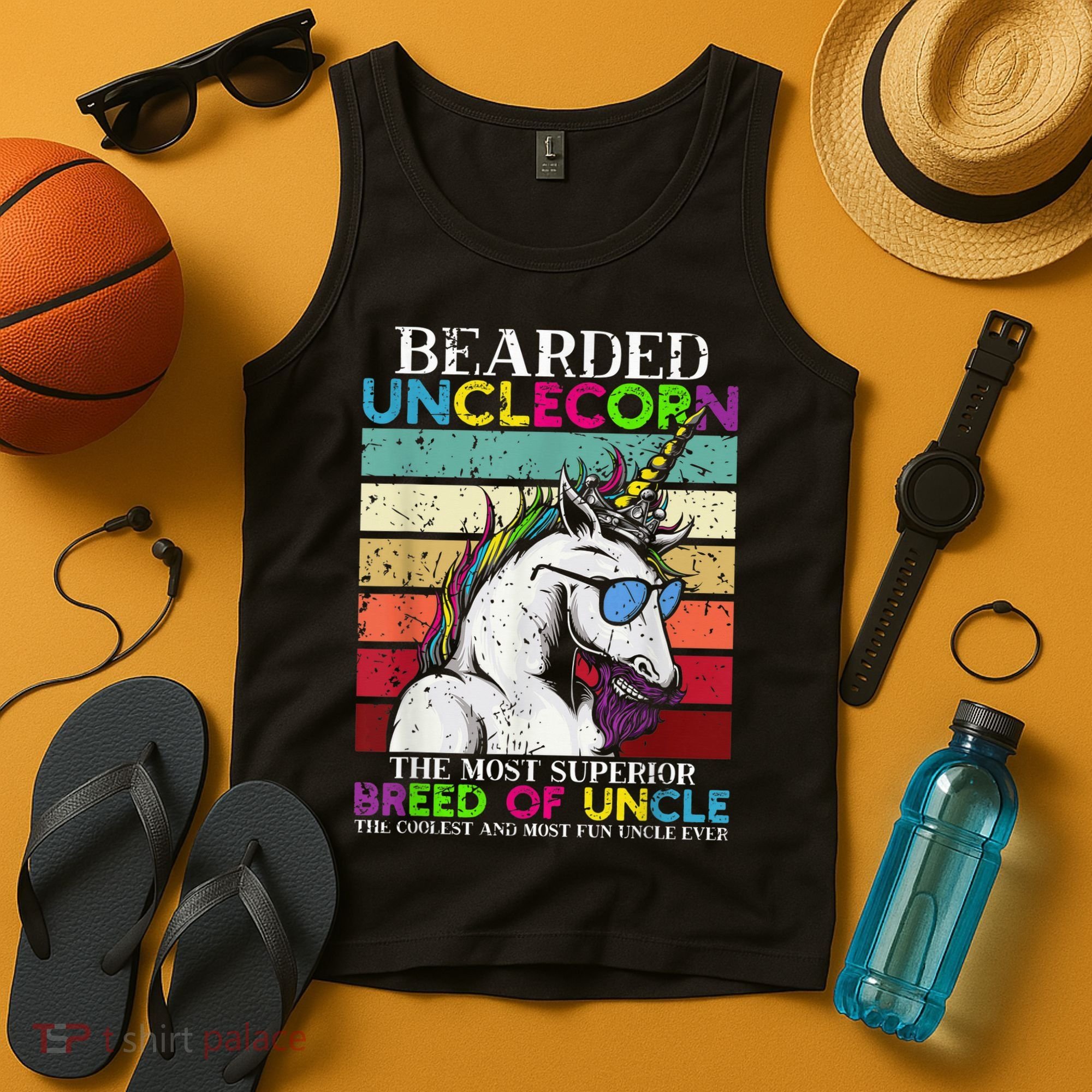 Bearded Unclecorn Uncle Unicorn  Funny Tank Top