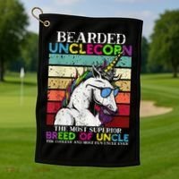 Bearded Unclecorn Uncle Unicorn  Funny Golf Towel thumb 1