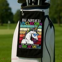 Bearded Unclecorn Uncle Unicorn  Funny Golf Towel thumb 2