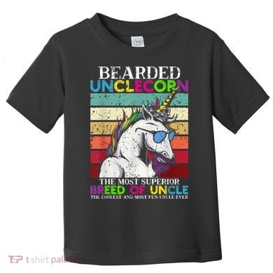 Bearded Unclecorn Uncle Unicorn  Funny Toddler T-Shirt
