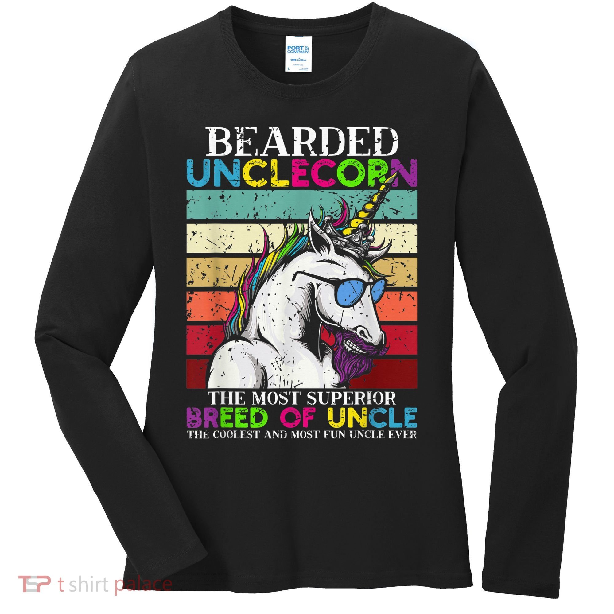 Bearded Unclecorn Uncle Unicorn  Funny Women's Long Sleeve Shirt