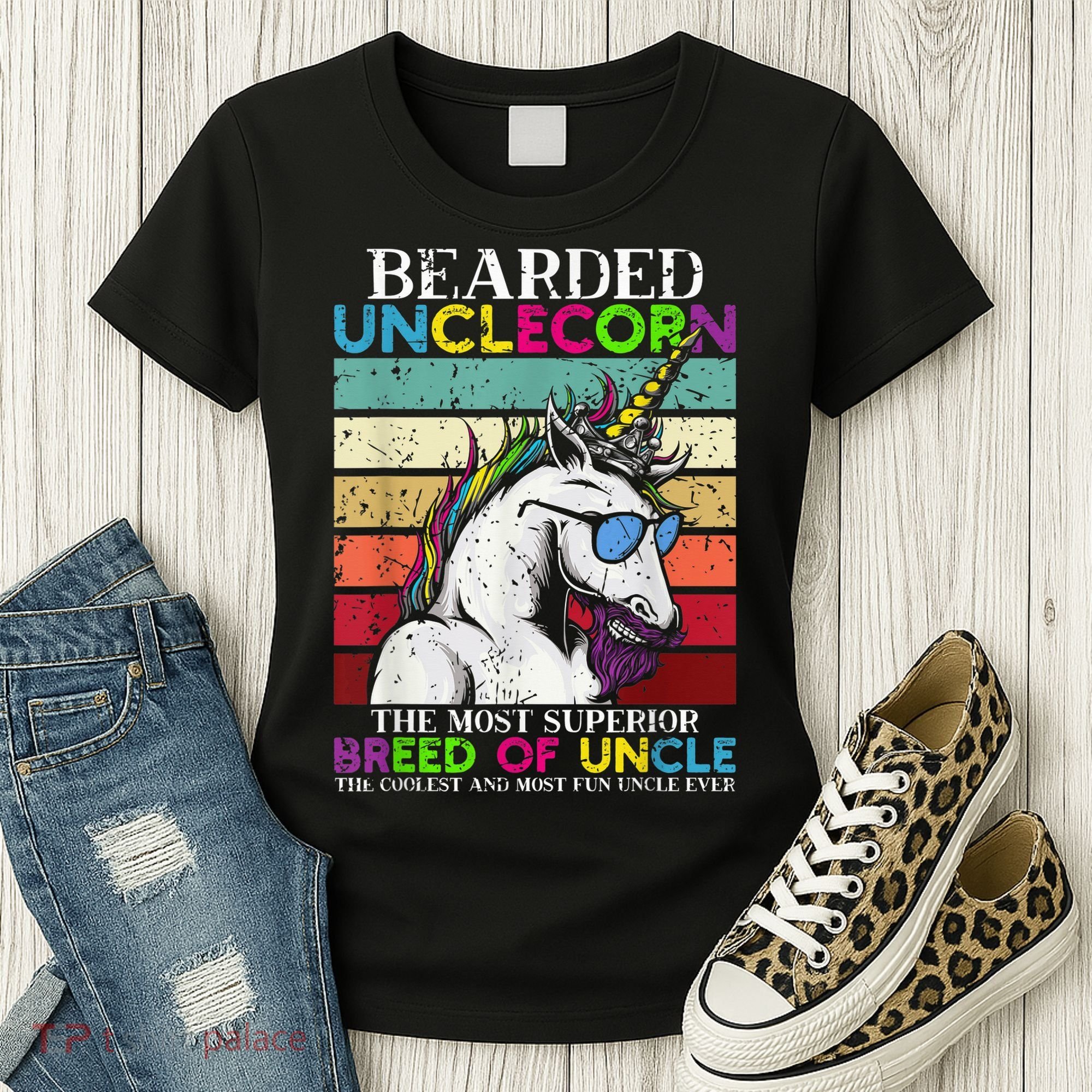 Bearded Unclecorn Uncle Unicorn  Funny Women's T-Shirt