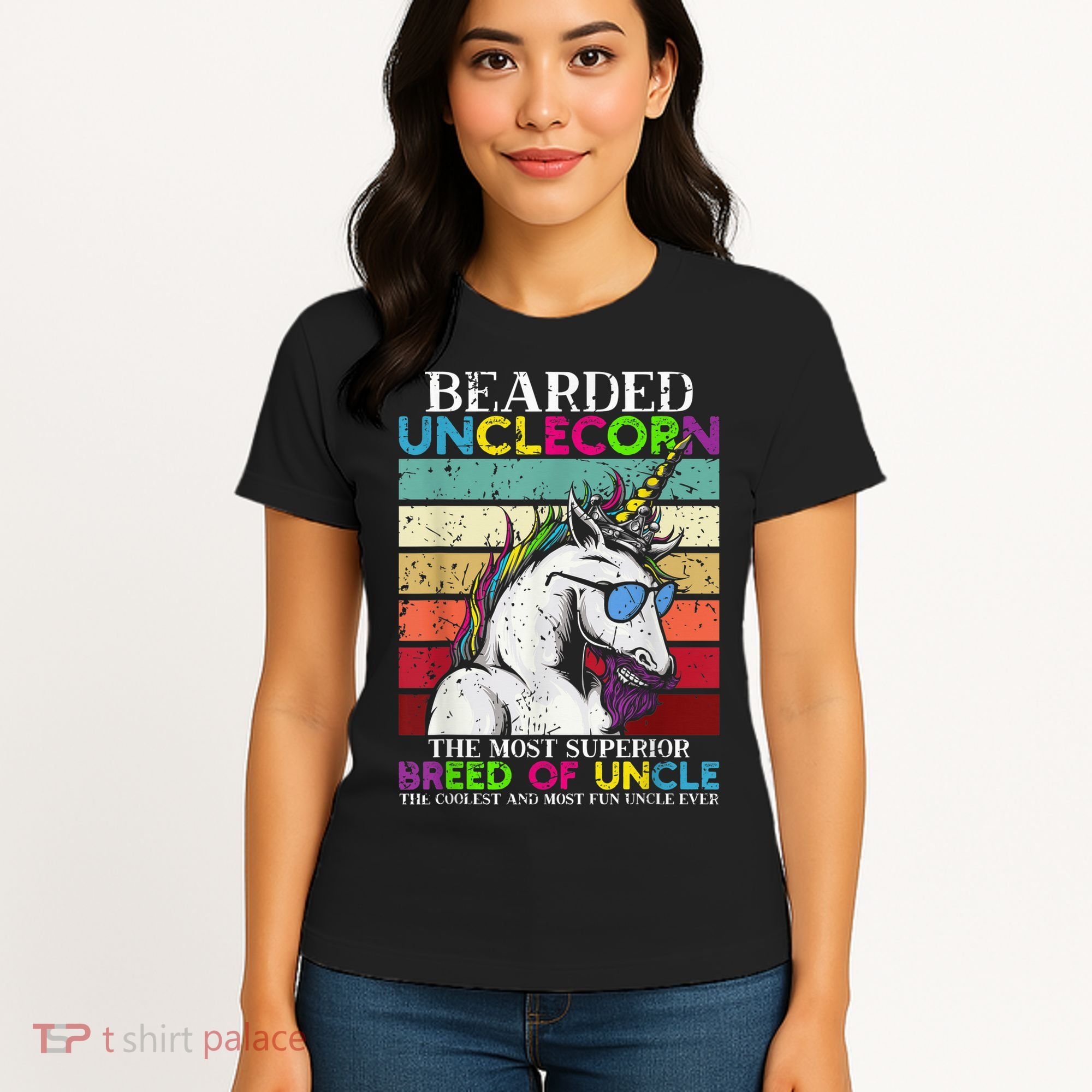 Bearded Unclecorn Uncle Unicorn  Funny Women's T-Shirt