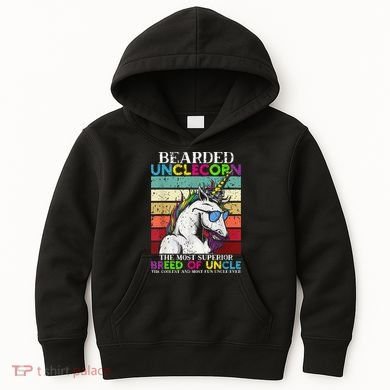 Bearded Unclecorn Uncle Unicorn  Funny Kids Hoodie