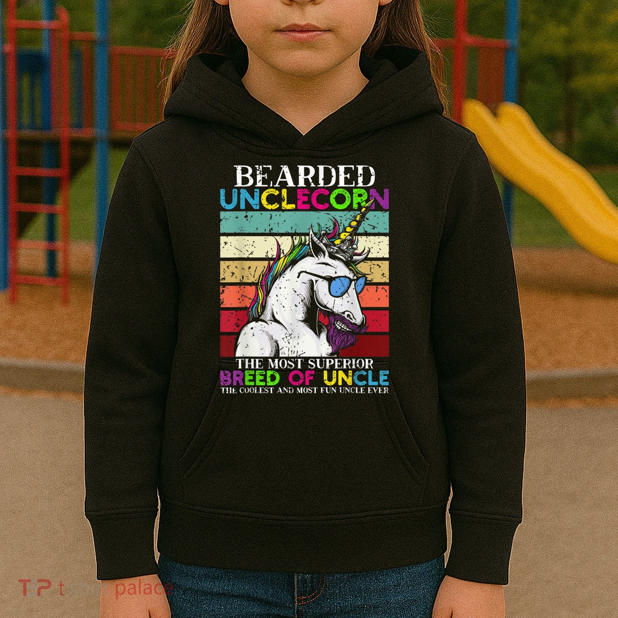 Bearded Unclecorn Uncle Unicorn  Funny Kids Hoodie