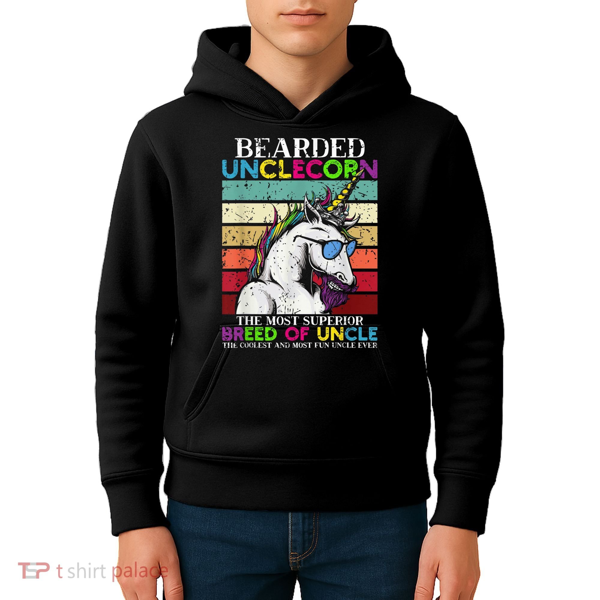 Bearded Unclecorn Uncle Unicorn  Funny Kids Hoodie