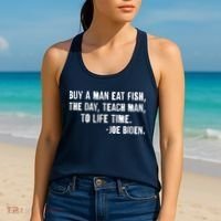Buy A Man Eat Fish Joe Biden  Women's Tank Top thumb 2