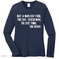 Buy A Man Eat Fish Joe Biden  Women's Long Sleeve Shirt thumb 0