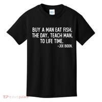 Buy A Man Eat Fish Joe Biden Scrambled Quote Kids T-Shirt thumb 0