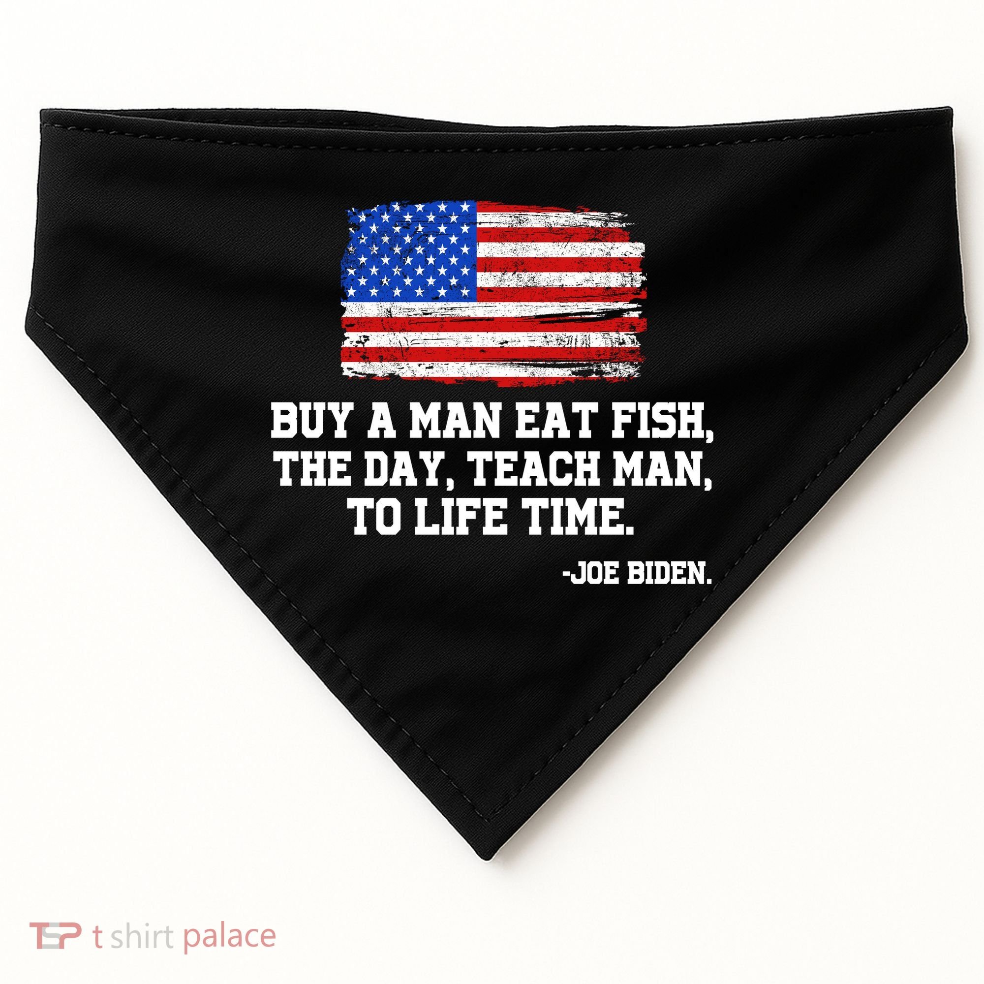 Buy A Man Eat Fish Joe Biden USA American Flag USA-Made Doggie Bandana