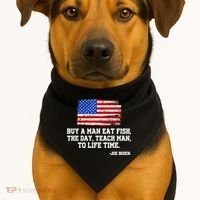 Buy A Man Eat Fish Joe Biden USA American Flag USA-Made Doggie Bandana thumb 1