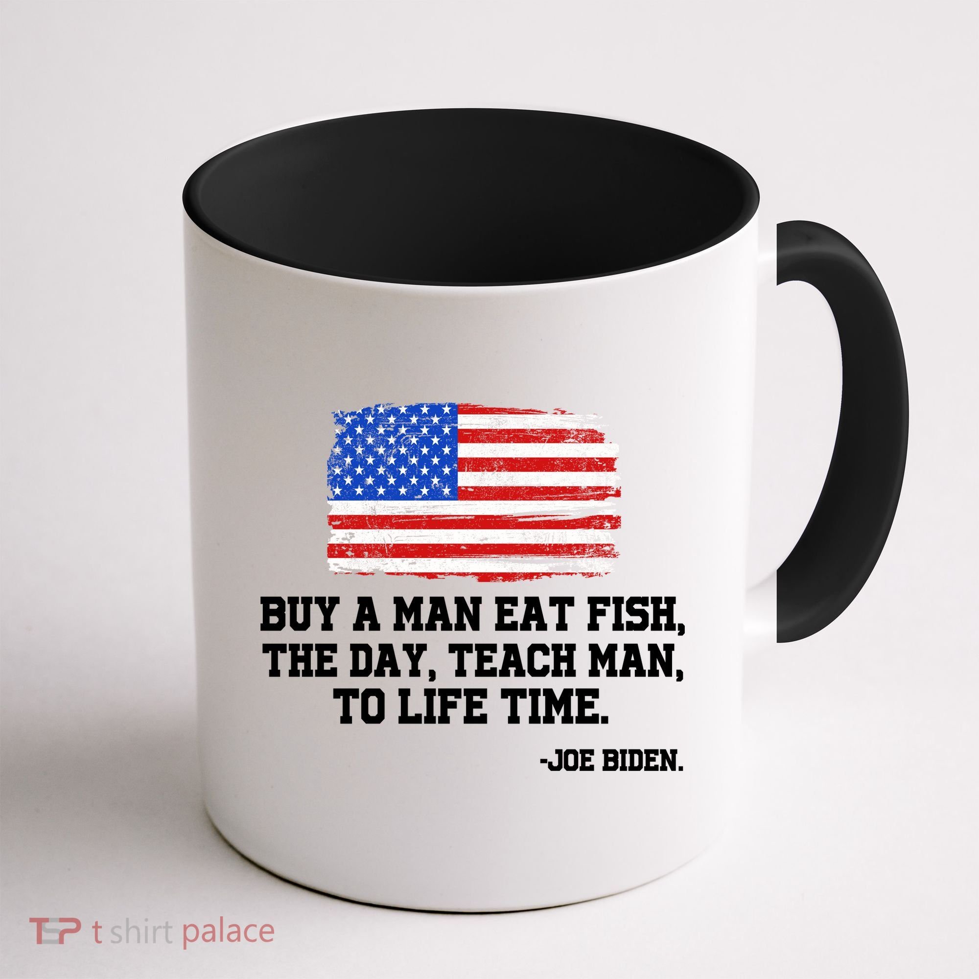 Buy A Man Eat Fish Joe Biden USA American Flag Coffee Mug