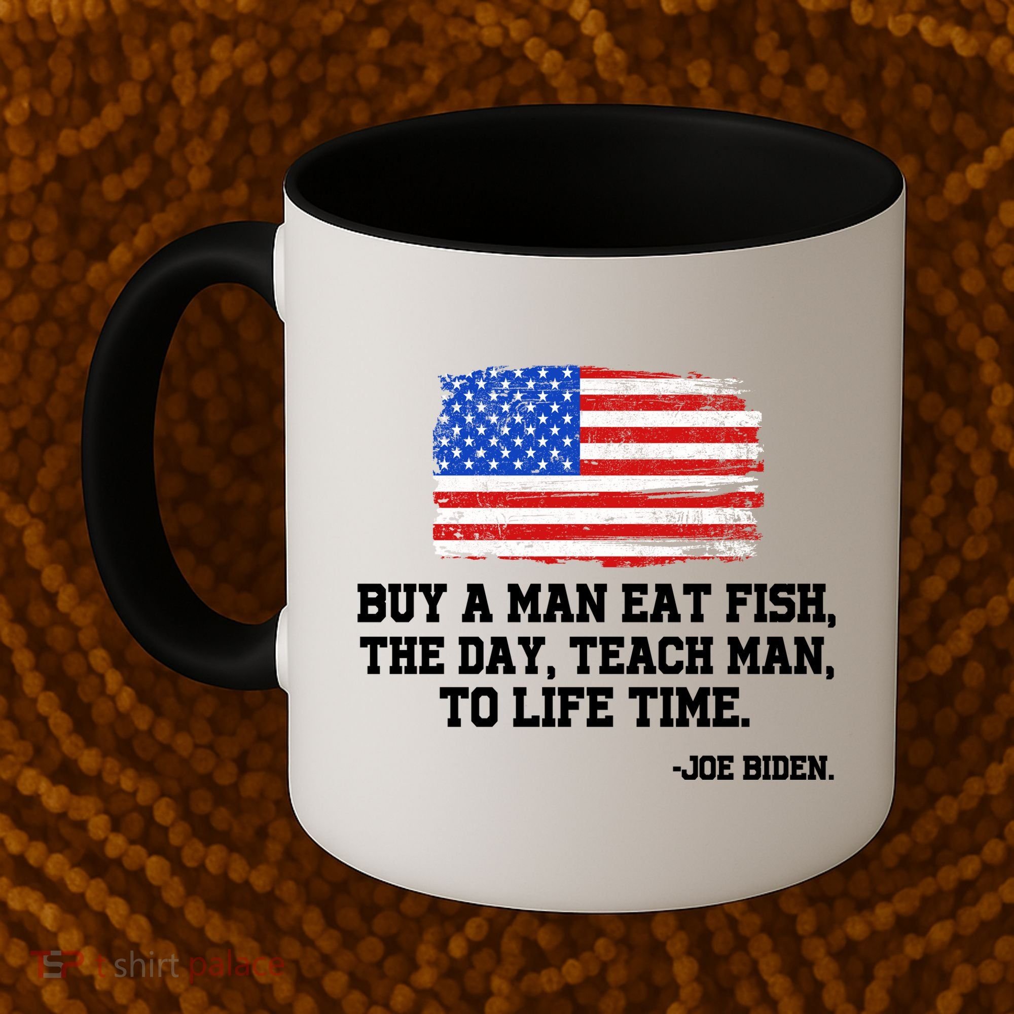 Buy A Man Eat Fish Joe Biden USA American Flag Coffee Mug