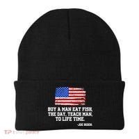Buy A Man Eat Fish Joe Biden USA American Flag Beanie thumb 0
