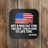 Buy A Man Eat Fish Joe Biden USA American Flag Coaster thumb 0