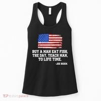 Buy A Man Eat Fish Joe Biden USA American Flag Women's Tank Top thumb 0