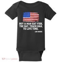 Buy A Man Eat Fish Joe Biden USA American Flag Baby Bodysuit thumb 0
