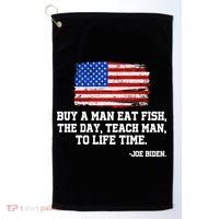 Buy A Man Eat Fish Joe Biden USA American Flag Golf Towel thumb 0