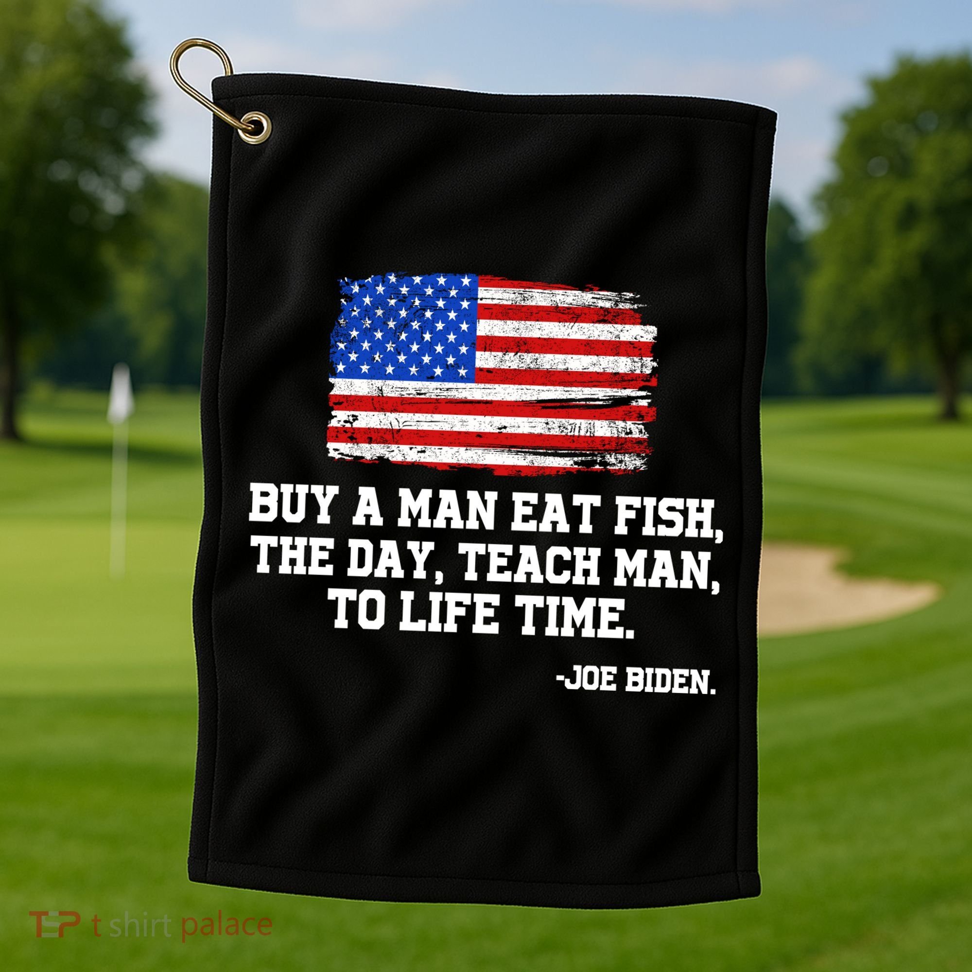 Buy A Man Eat Fish Joe Biden USA American Flag Golf Towel