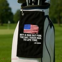 Buy A Man Eat Fish Joe Biden USA American Flag Golf Towel thumb 2