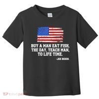 Buy A Man Eat Fish Joe Biden USA American Flag Toddler T-Shirt thumb 0