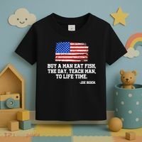 Buy A Man Eat Fish Joe Biden USA American Flag Toddler T-Shirt thumb 3