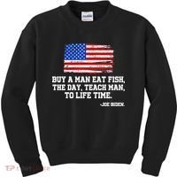 Buy A Man Eat Fish Joe Biden USA American Flag Kids Sweatshirt thumb 0