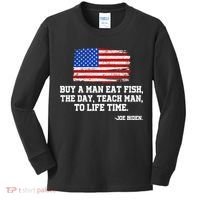 Buy A Man Eat Fish Joe Biden USA American Flag Kids Long Sleeve Shirt thumb 0