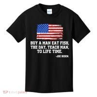 Buy A Man Eat Fish Joe Biden USA American Flag Kids T-Shirt thumb 0