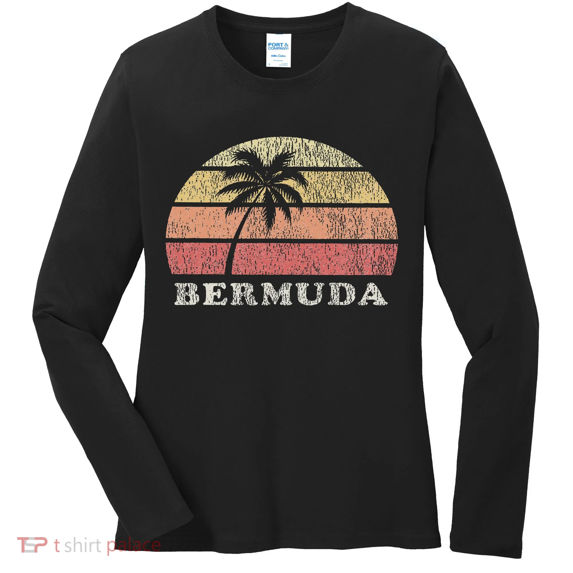 Bermuda Vintage 70s Retro Throwback  Women's Long Sleeve Shirt
